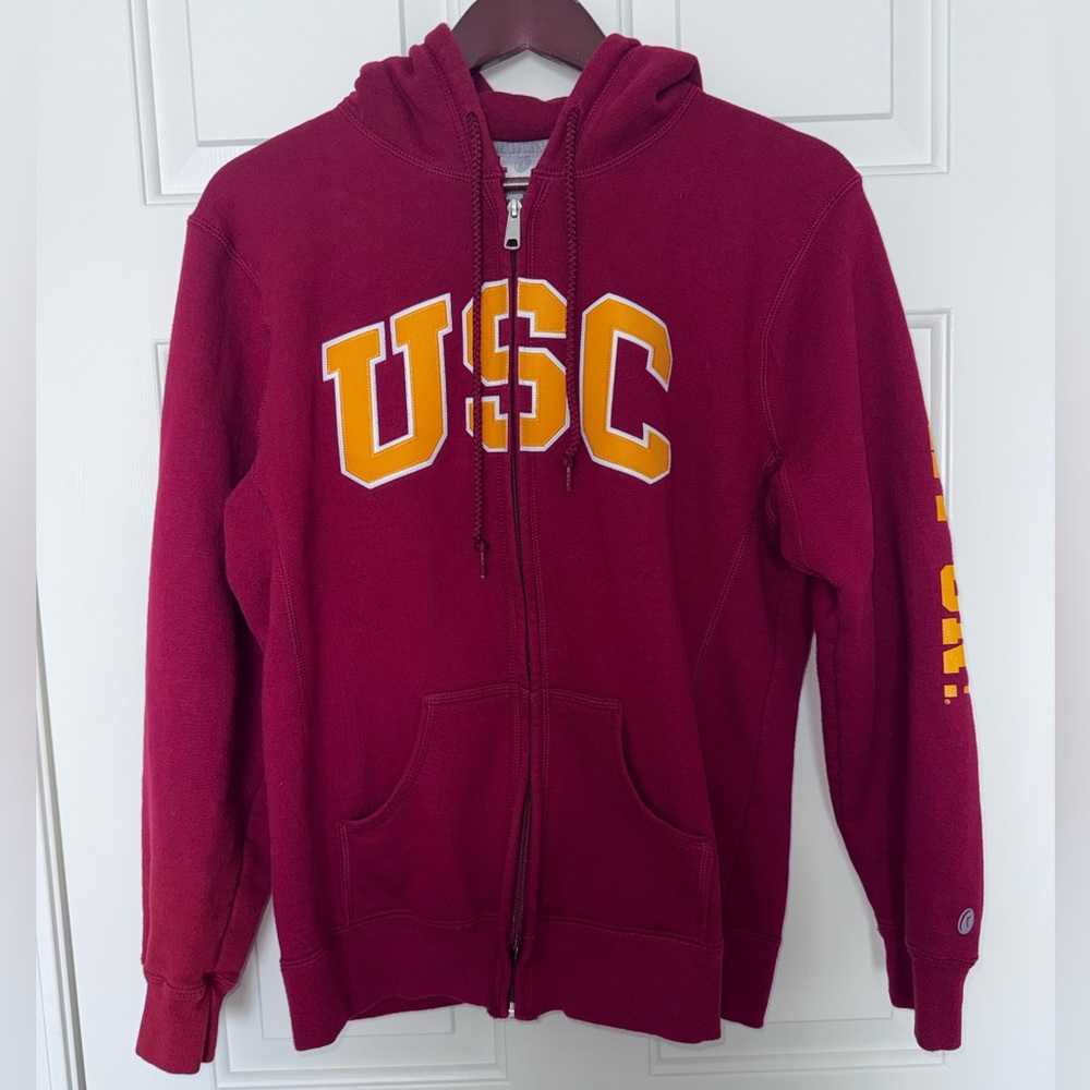 Russell Athletic Cardinal Red Hoodie with Heather Gray Trim